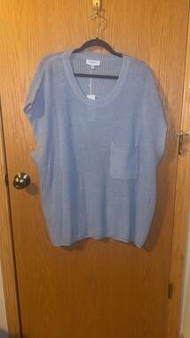 Gilli Crochet Sweater Top in Dusty Blue Size 3XL